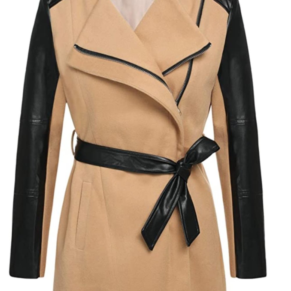 Asymmetrical Long Wool Trench Coat Zip-Up Jacket